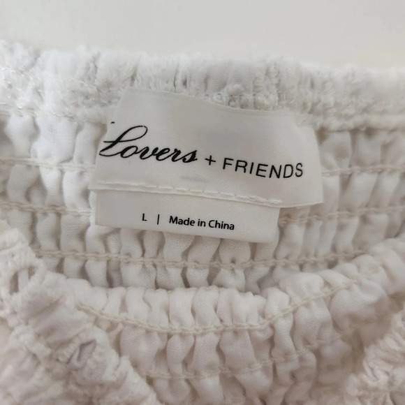 Lovers and Friends | Kathleen Smocked Eyelet Ruffle Mini Dress - Size L - Picture 9 of 11